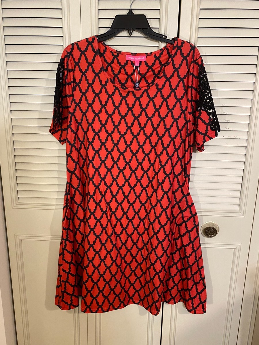 open lace back dress Crimson Game Day Short Sleeve Tiered Dress