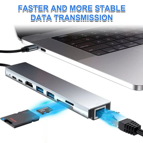 8 in 1 Multiport USB-C Hub Type C To USB 3.0 4K Adapter For Macbook Pro/Air US - Picture 13 of 17