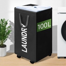 100L Large Laundry Basket with Wheels 26 GAL Rolling Laundry Hamper with Hand...