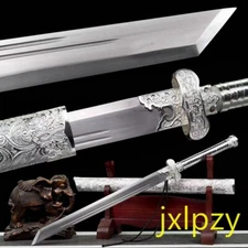 33" Silver Chinese Tang Dao Wushu Sword Sharp Manganese Steel Blade Broadsword