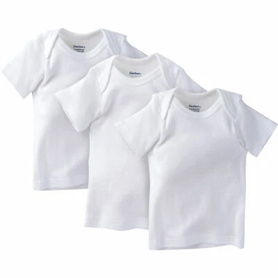 Gerber Baby Unisex 3 Pack Slip On Short Sleeve Shirts White 18 M