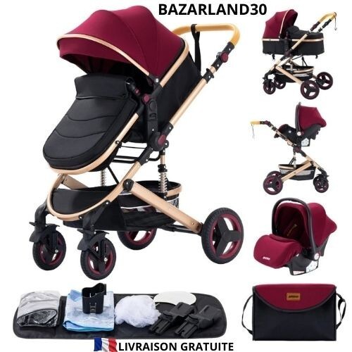 Poussette réversible bébé 3 en 1 pour simplifier les sorties et trajets auto