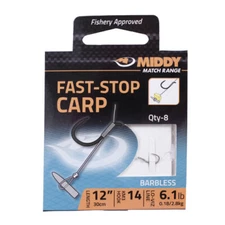 MIDDY FAST-STOP - CARP BARBLESS - 12" HOOKS TO NYLON - CARP / COARSE FISHING
