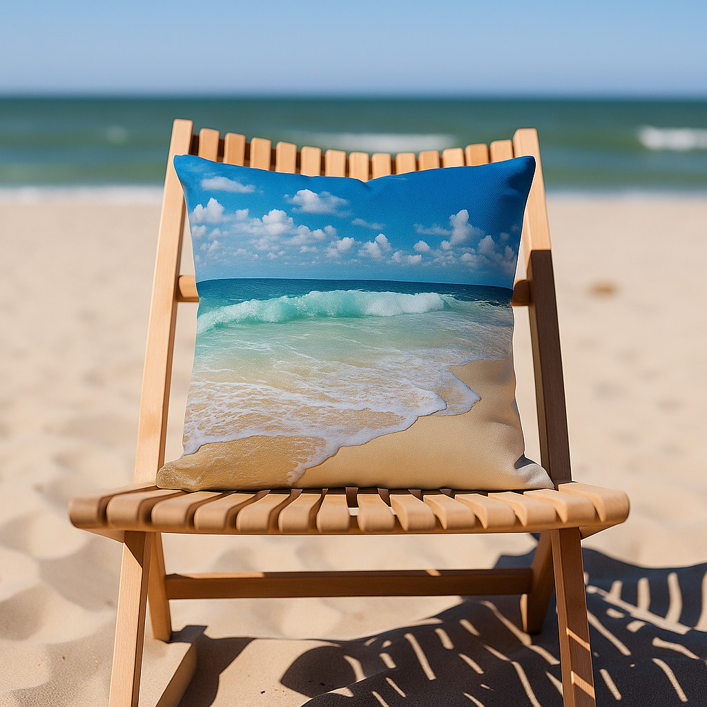 Relaxing Massage Pillow, Battery Powered Vibrating Pillow, Beach Waves Design