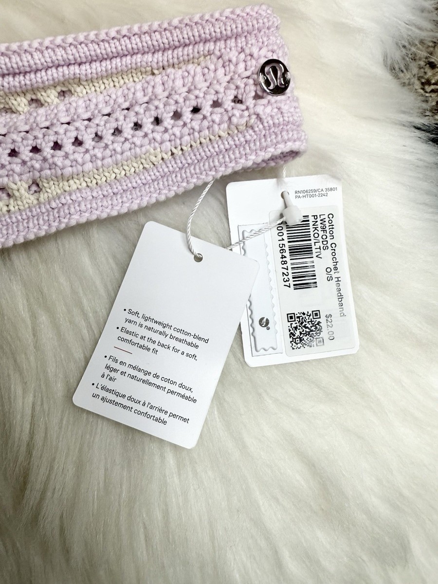 Lululemon Cotton Crochet Headband Club Blue/ Light Ivory One Size New Lululemon Cotton Crochet Headband - Light Ivory - lulu fanatics main image 2