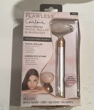Finishing Touch Flawless Contour Vibrating Facial Roller  Massager Rose Quartz