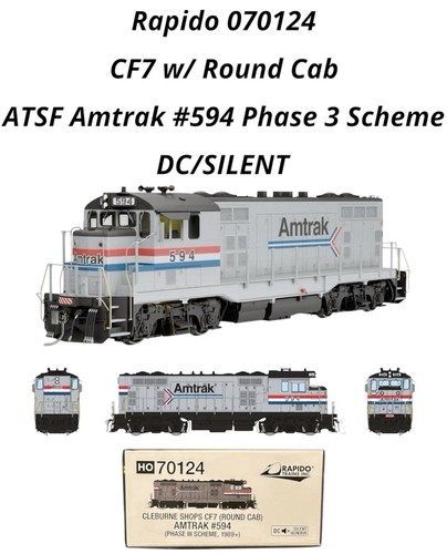 Rapido 70124 escala HO CF7 cabina redonda DC/Silent/DCCReady Amtrak 594 (fase 3) | Condition: New