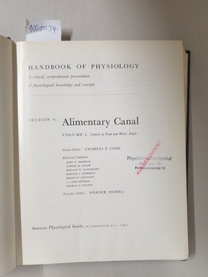 Handbook Of Physiology : Section 6 : Alimentary Canal : Volume 1 : Control Of Fo
