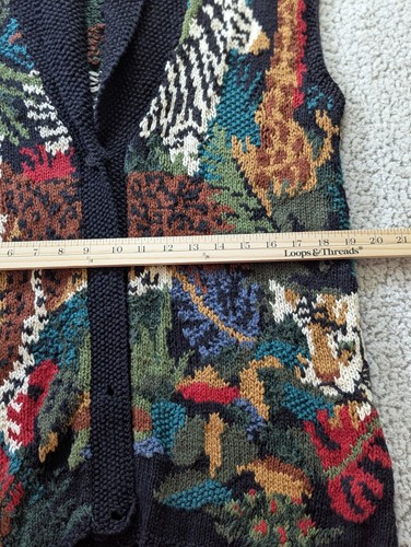 Rare Find Artisan Wear Chunky Knit Animal Print Sweater S Safari Art To Wear - Picture 8 of 8