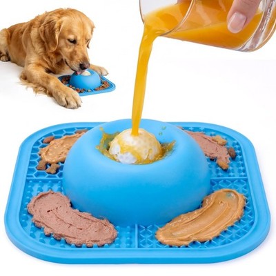 Interactive Slow Feeder Dog Bowl & Lick Mat, Anti-Slip Treat Dispenser Toy for A