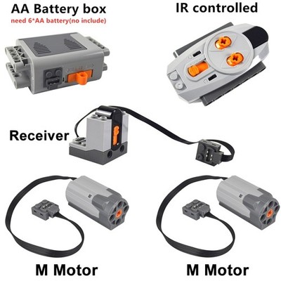 5pcs Power Functions Two M Motors Battery Case Remote Receiver Technic Parts SET