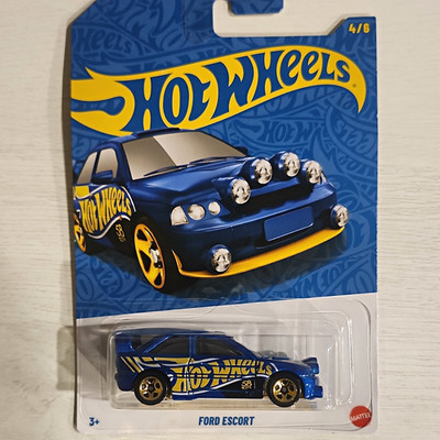 Hot Wheels 58th Anniversary Ford Escort 1:64 Diecast Blue/Yellow Unopened