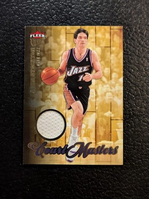 JOHN STOCKTON 2007-2008 FLEER COURT MASTERS GAME USED PATCH Utah Jazz HOF