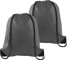 PLULON 2Pcs Drawstring Bags Bulk, Gray Drawstring Backpack String Backpack Ci...