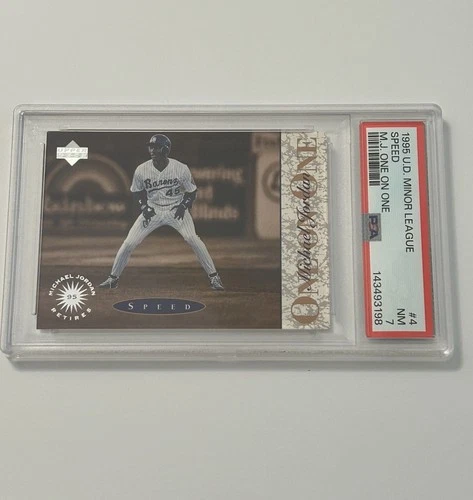 Michael Jordan 1995 Upper Deck Minor League One on One Speed Card #4 PSA 7