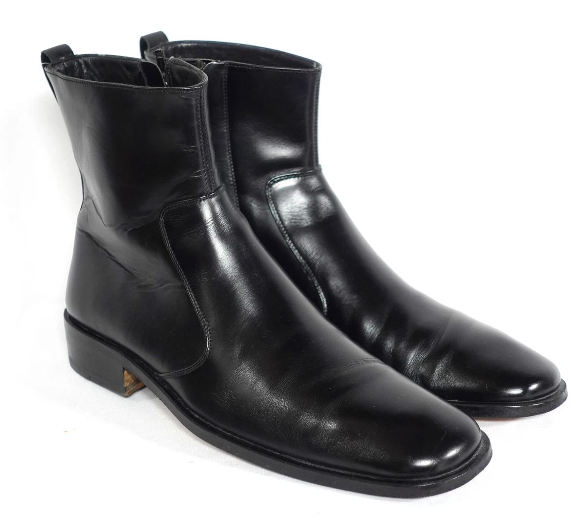 Gucci Pre-Owned Sz 8.5 Vintage Sleek Classic Black Leather Zipper Boots (SH145) Gucci Black Zip Boots for Men for Sale | Shop New & Used  main image 2