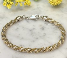 Sterling Silver 925 ITALY Ball Oval Link Twisted 5.5mm Wide Chain Bracelet 7.5  L