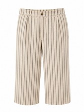 Fashion Nova NWT Tan & Black Stripe Ella Linen Look Wide Leg Pants Sz 3X Cotton