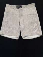 Patagonia Swim Trunks Tan White Golf Tee Drawstring Board Shorts 9.5" Size 36