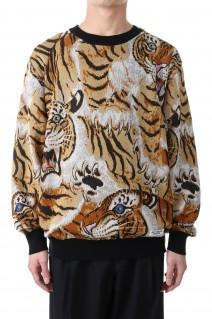 WACKO MARIA TIM LEHI Knit Jacquard Sweater M Beige Cotton WACKO MARIA TIM LEHI Knit Jacquard Sweater M Beige Cotton