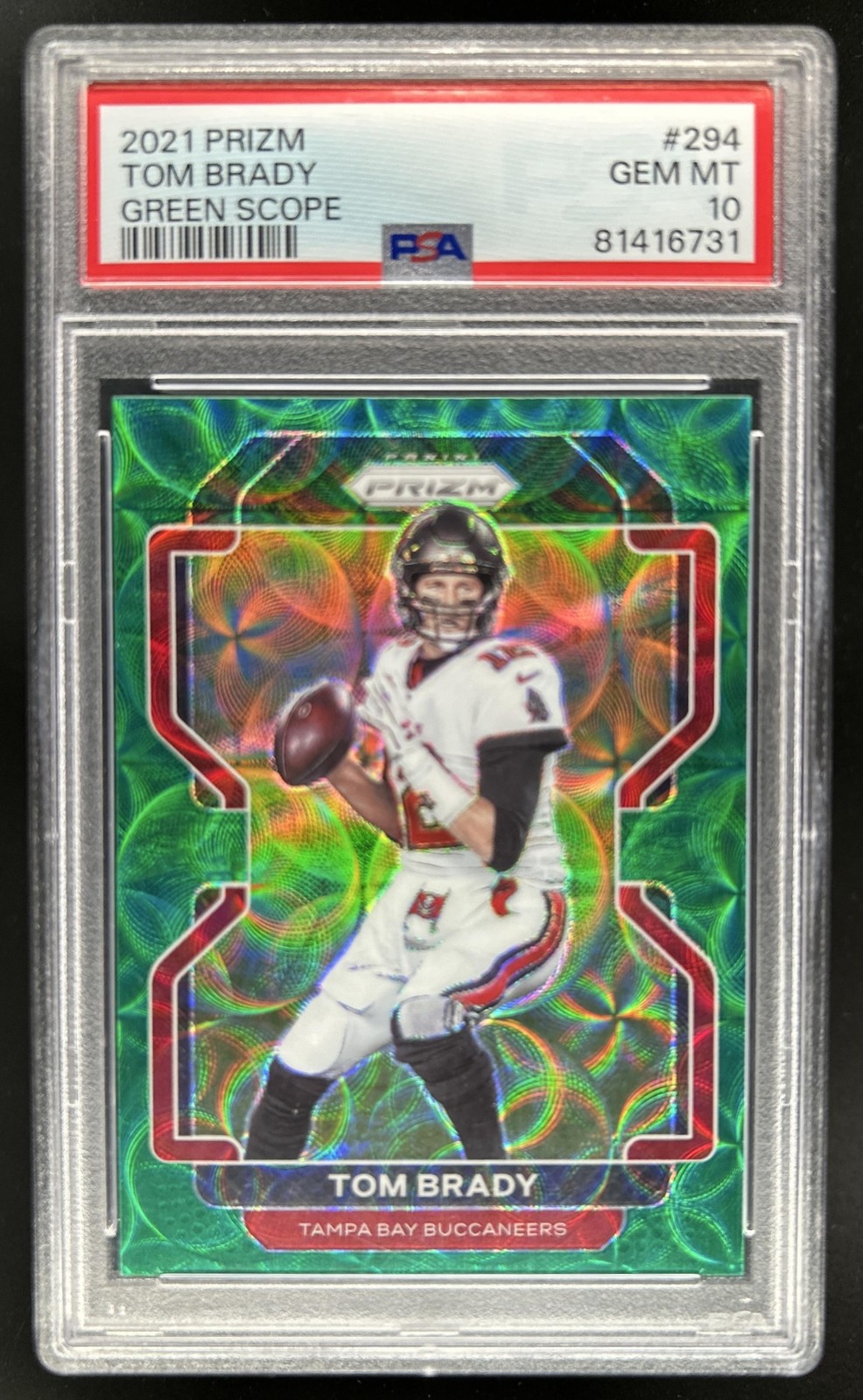 2021 Panini Prizm Tom Brady Green Scope #/75 Buccaneers PSA 10 GEM MINT