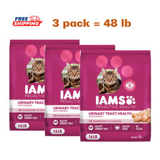 3 Pack, IAMS™ Proactive Health Adult Dry Cat Food -Urinary Tract Health, 16lb/bg 1.49 per pound