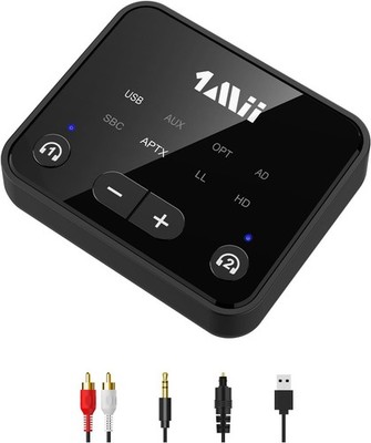 1Mii Bluetooth 5.3 Transmitter for TV to 2 Wireless Headphones Long Range 100ft