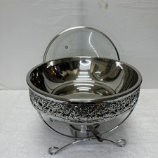 4L Gold Chafing Dish Buffet Server Round w/ Glass Lid Food Warmer Catering Set