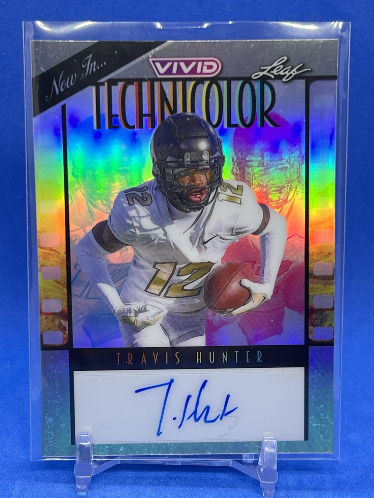 Travis Hunter 2024 Leaf Vivid Technicolor Gray #/9 Auto Autograph Jaguars #T-TH1