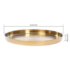 6 Pieces Round Serving Trays Stainless Steel Table Tray Gold Decorative Tray US