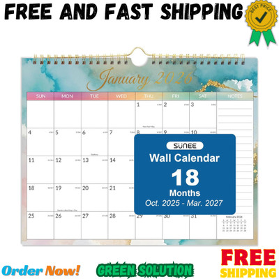2026 Wall Calendar- 18 Months Calendar Oct. 2025 - Mar. 2027, 14.5''X11.5'' Big Gr