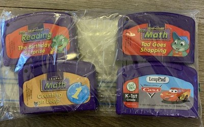 LeapFrog Leap Start Games Lot 4 Birthday Surprise Tad Goes Shop Counting Cars