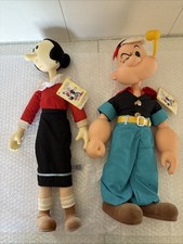 Vintage 1980&rsquo;s Popeye The Sailor 18&rdquo; Smoke Pipe, And Olive Oyl Doll W Tag 1985