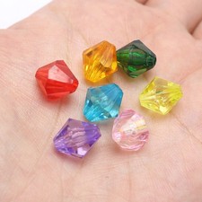 60 Mixed Colour Transparent Acrylic Faceted Bicone Beads Spacer 12X12mm 1/2" 