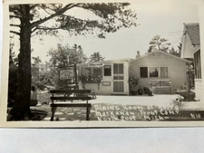REAL PHOTO POSTCARD RPPC NORTHPORT RAFFS MACKINAW TROUT CAMP ORIGINAL RARE!!