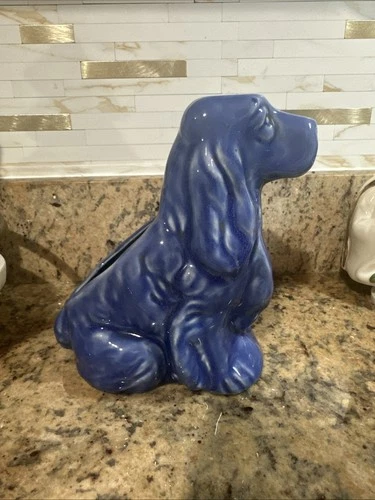 Vintage Blue Springer Spaniel Dog Cameron Clay Ceramic Planter