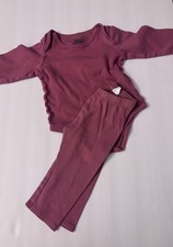 Fine Impressions Unisex 12M Pink 2pc Knit Cotton Long Sleeve Top & Pants