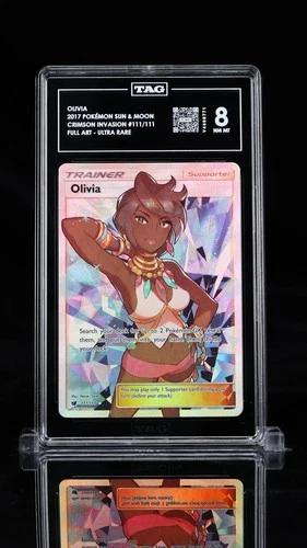 Pokémon Sun & Moon Crimson Invasion Olivia 111/111 Full Art TAG 8 NM MT