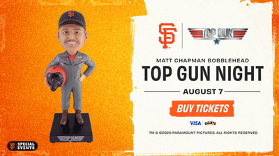 PRESALE San Francisco SF Giants 8/7/26 Top Gun Night Matt Chapman Bobblehead