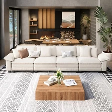 Modular Sectional Sofa Chenille & Corduroy Cloud Couch w/ Chaise and Cushion US