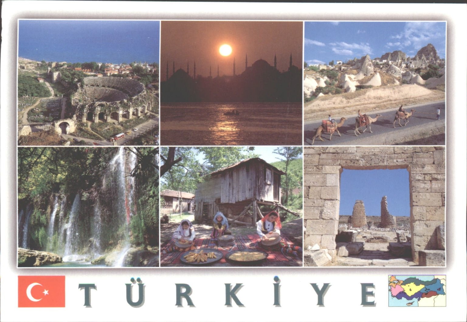 Vintage Türkiye Postcard - Istanbul Cappadocia Perge Waterfall Anatolia
