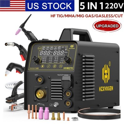5 in 1 MIG/CUT/TIG/MMA Welder 200A MIG Welder Plasma Cutter 220V Gas/Gasless US