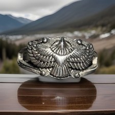 Silver Tone Stainless Steel Eagle Band Ring S...