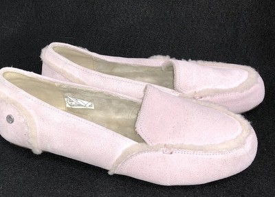 UGG Hailey Sparkle Sheepskin Suede Loafer 1095610K Shearling Baby Pink Size 6