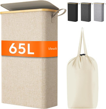 Lifewit 65L Narrow Laundry Basket with Lid, Foldable Laundry Hamper with Lid