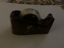 Weighted Desk Tape Dispenser Wood Pattern Made In Japan