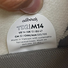 Allbirds Tree Dasher 2 Mens Size 14 Blizzard Athletic Running Shoes Sneakers 9