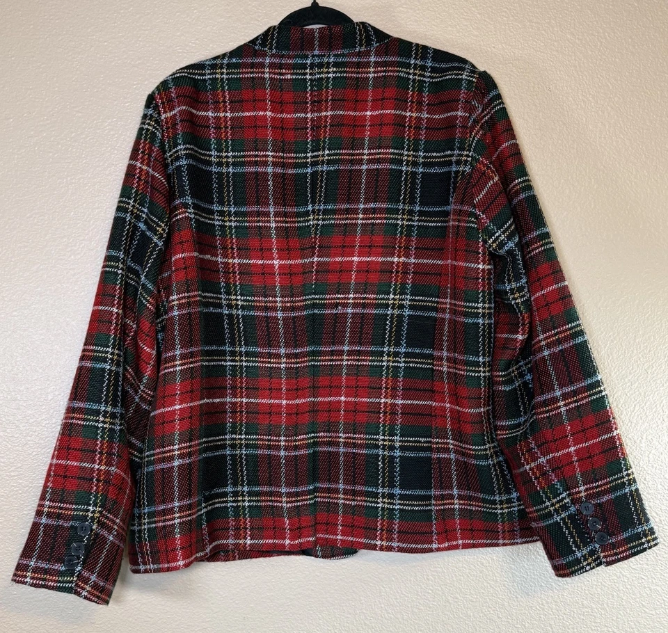 Jaqueta Blazer Appleseeds Plus 20 Tamanho Vermelho Verde Preto Tartan Xadrez Forrado - Imagem 4 de 4