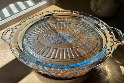 Anchor Hocking Mayfair Open Rose Blue 13" Oval Serving Platter – Vtg