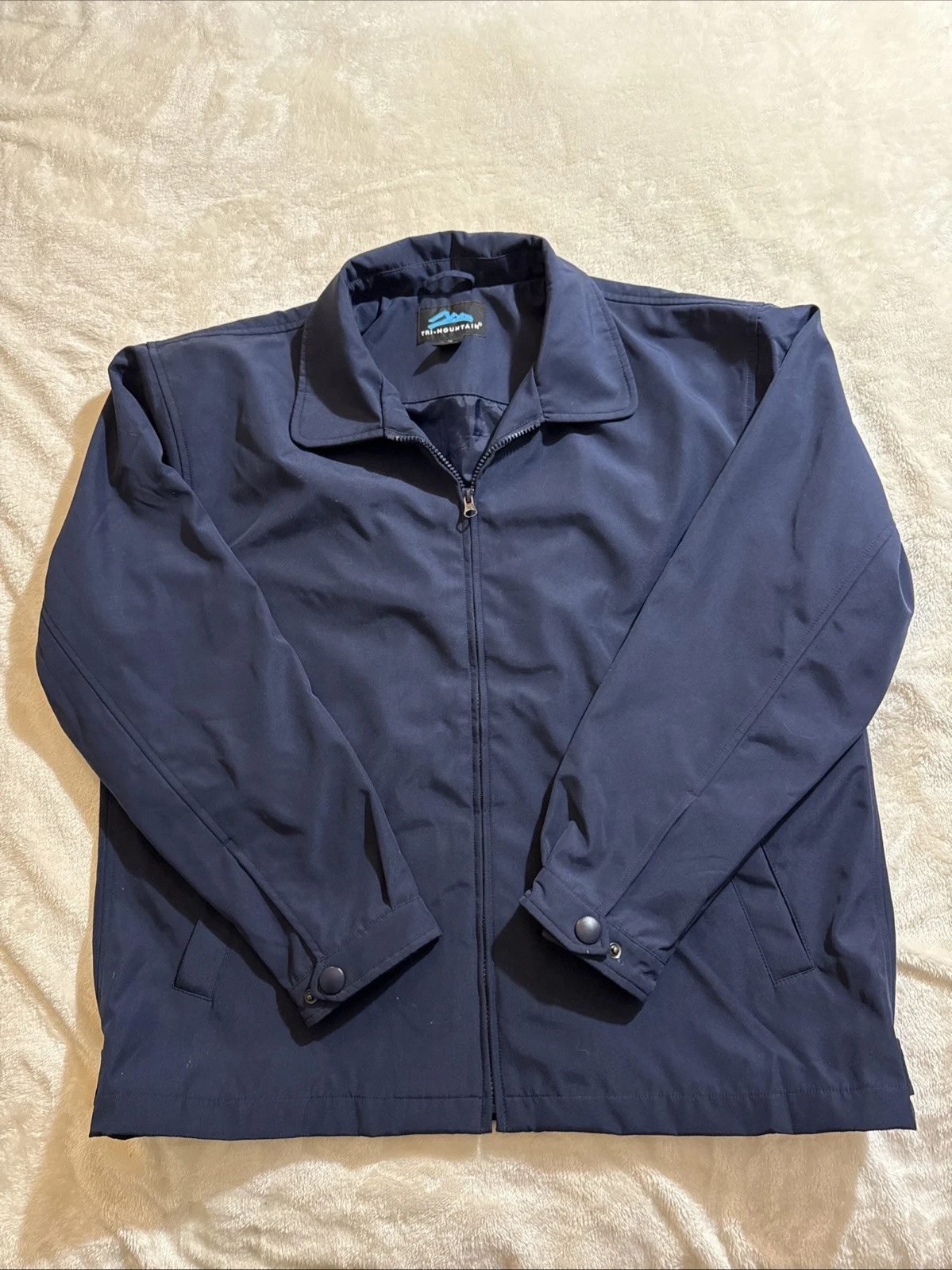 TRI-MOUNTAIN Men Softshell JACKET Water-Resistant NYLON OUTER Sz M Navy